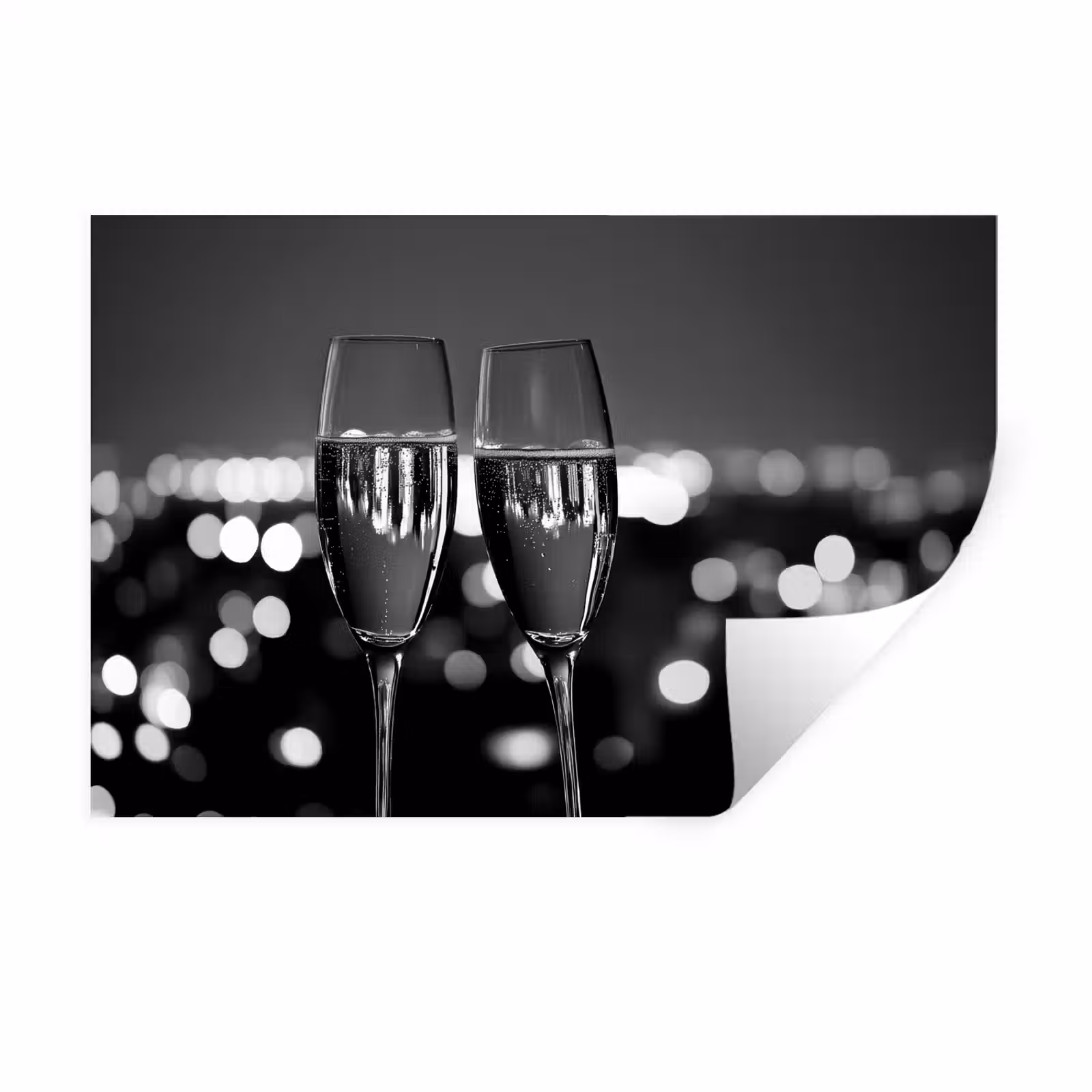 Muursticker - Bubbels - Proosten - Champagneglazen - Stadslichten — 1