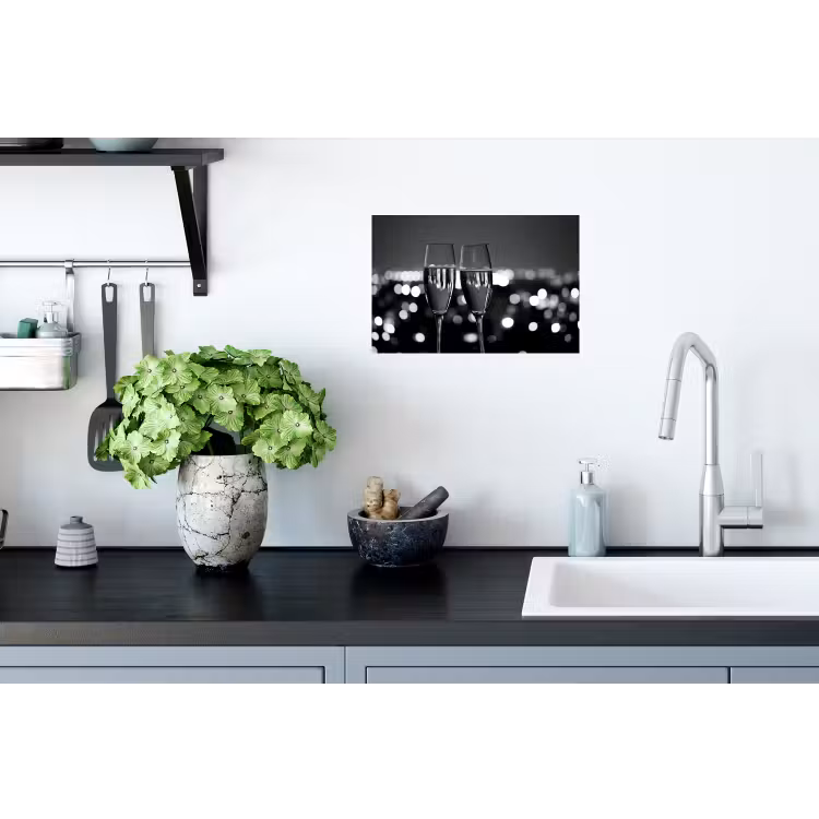 Muursticker - Bubbels - Proosten - Champagneglazen - Stadslichten — 2