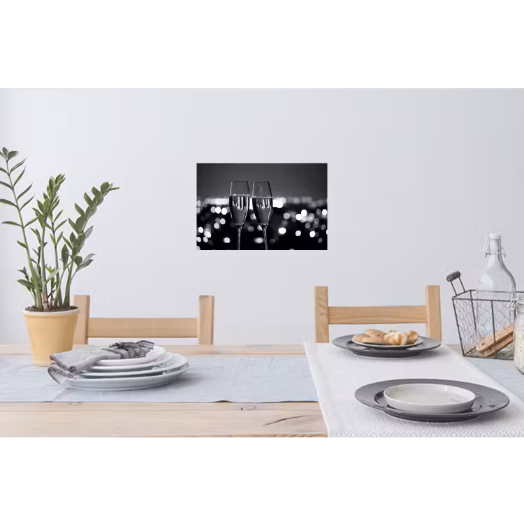 Muursticker - Bubbels - Proosten - Champagneglazen - Stadslichten — 3