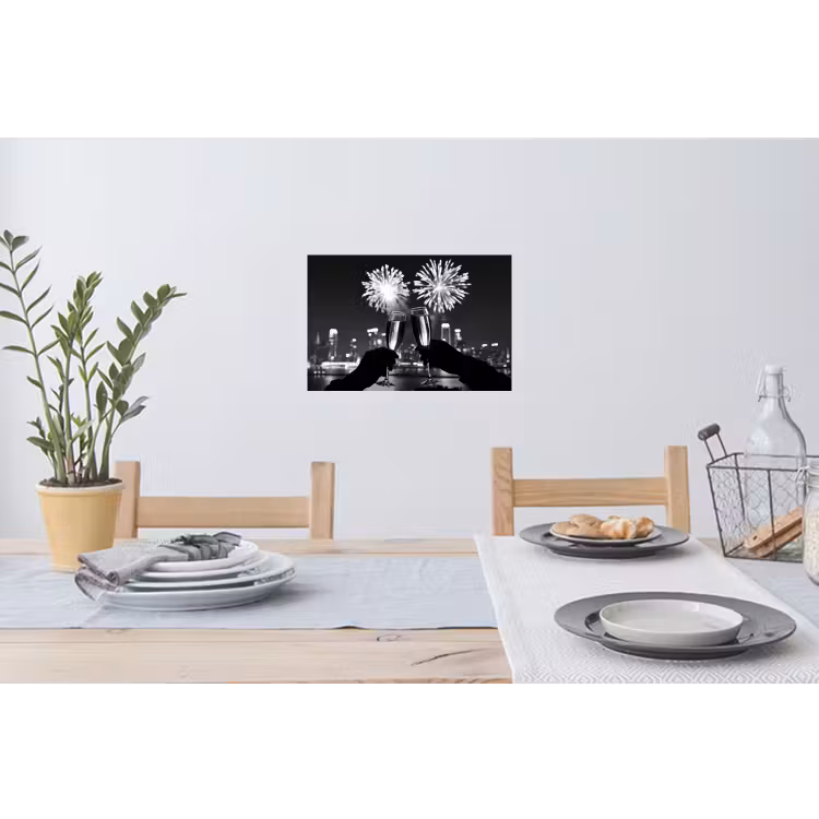 Muursticker - Vuurwerk - Proosten - Skyline - Champagne — 3