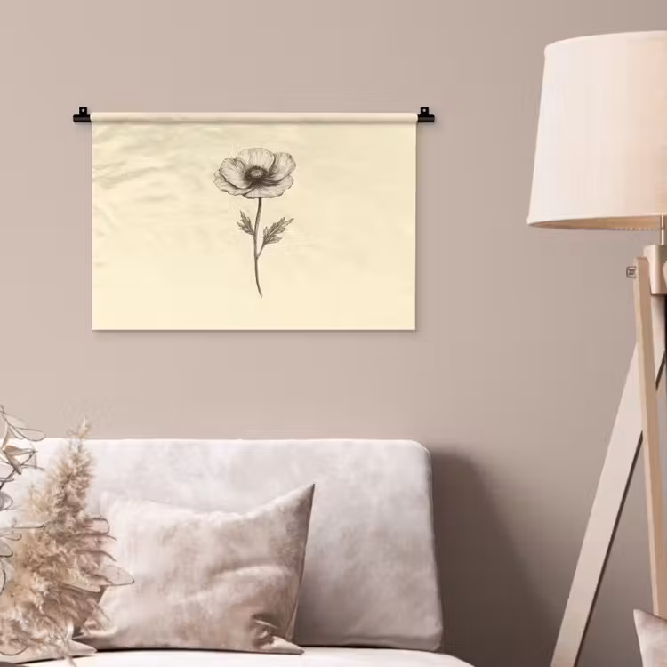 Wandkleed - Klaproos - Illustratie - Zwart — 2