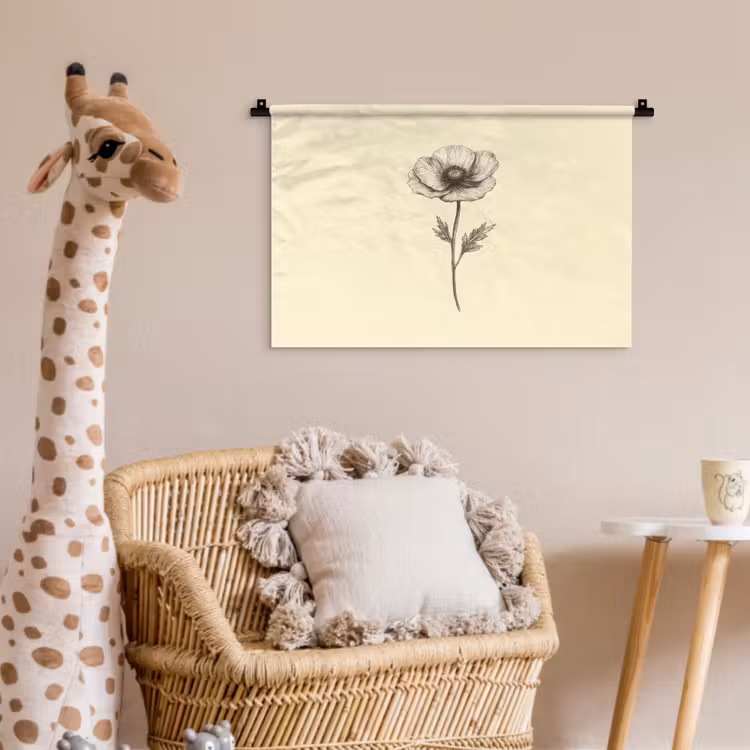 Wandkleed - Klaproos - Illustratie - Zwart — 5