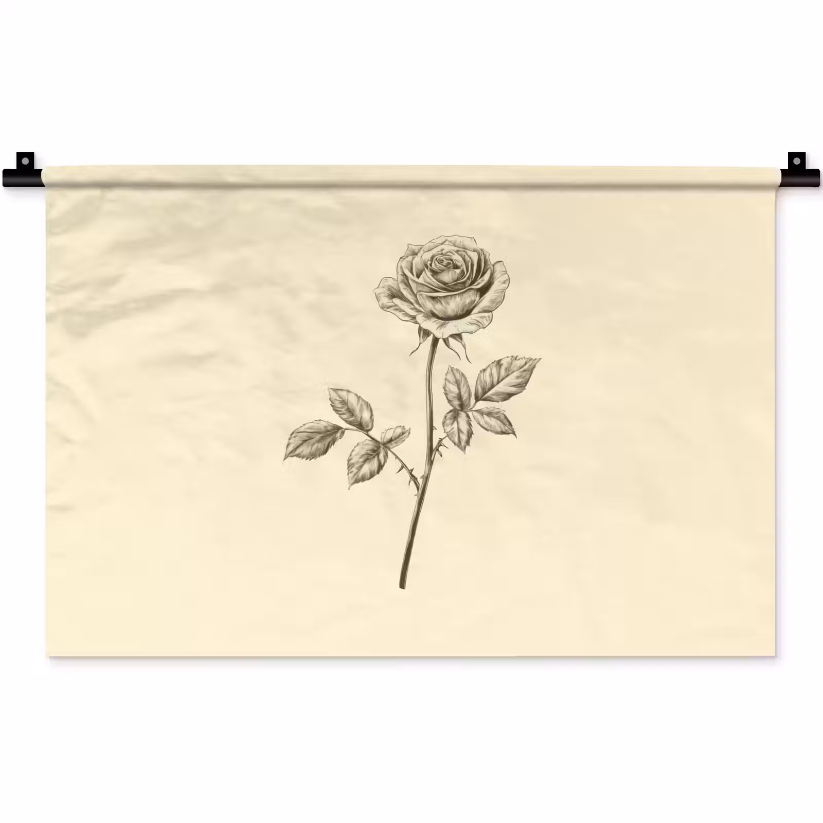Wandkleed - Illustratie - Zwart - Roos — 1