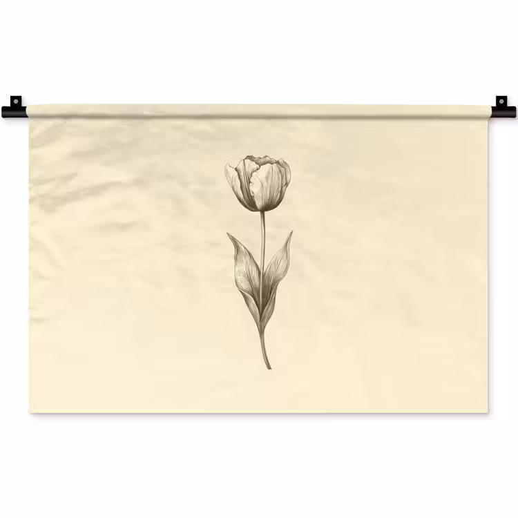 Wandkleed - Illustratie - Tulp - Zwart — 1