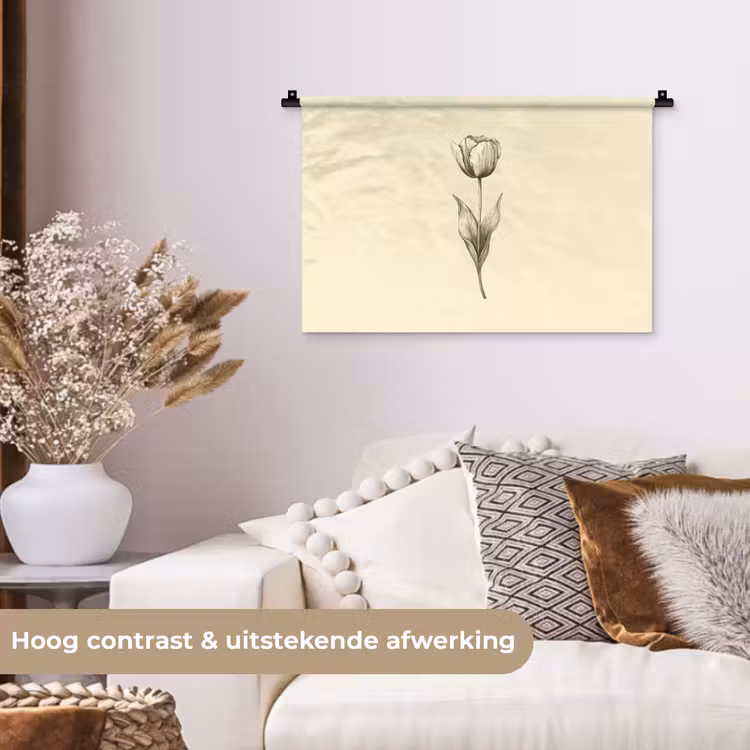 Wandkleed - Illustratie - Tulp - Zwart — 4