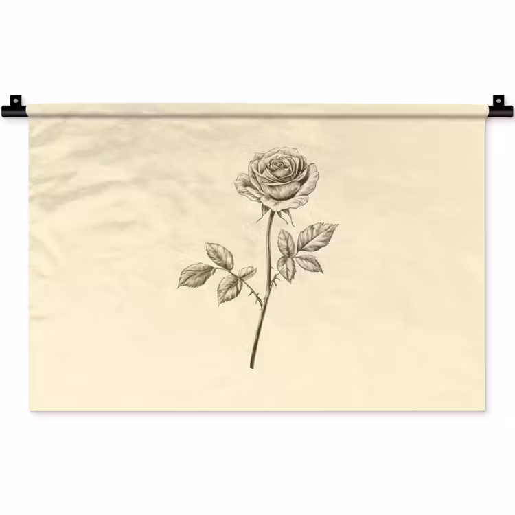 Wandkleed - Illustratie - Zwart - Roos — 1