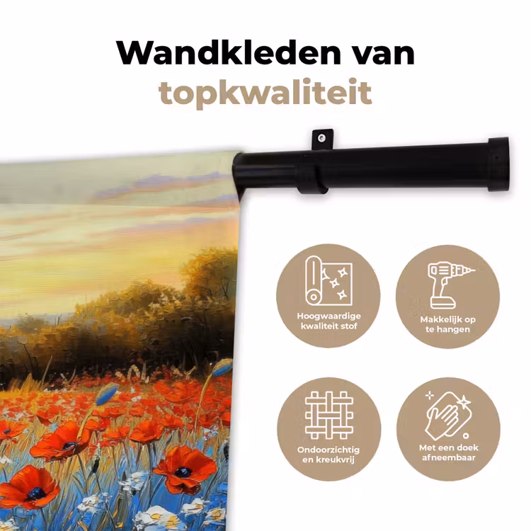 Wandkleed - Klaproos - Bloemenveld - Kleurrijk — 3