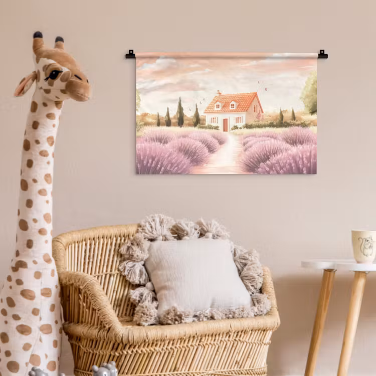 Wandkleed - Lavendelveld - Huis - Paars — 5