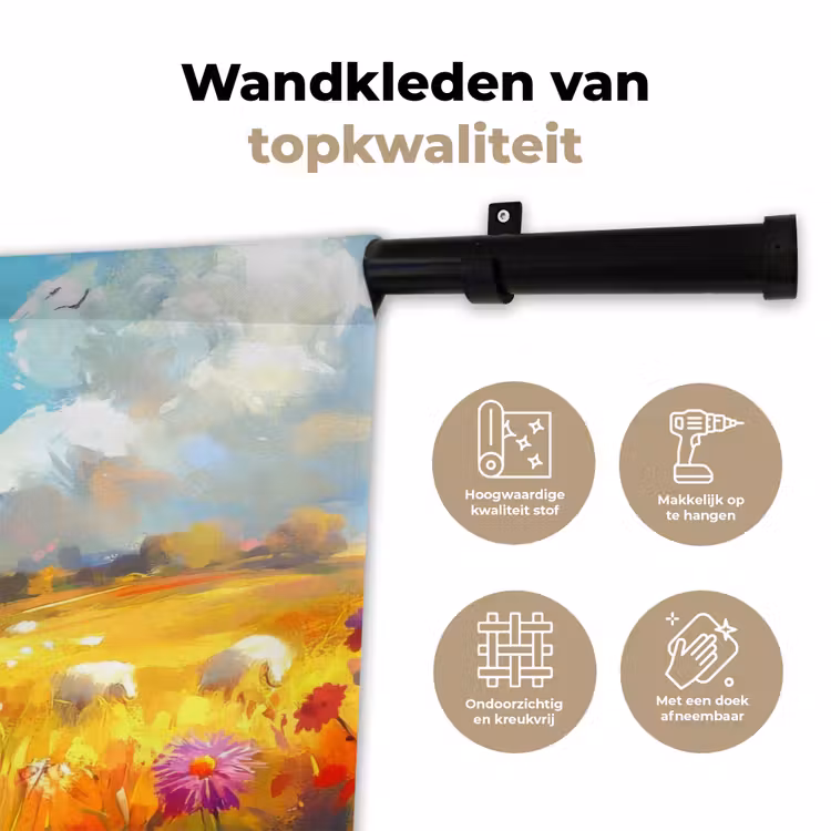 Wandkleed - Schaap - Weide - Bloemen — 3