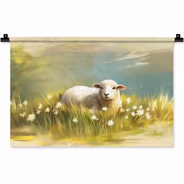 Wandkleed - Schaap - Weide - Groen — 1
