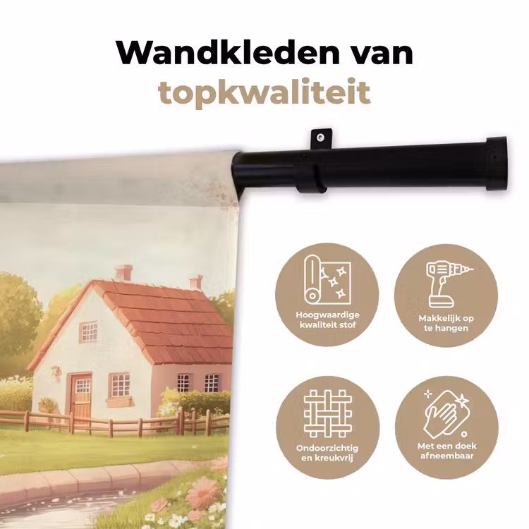 Wandkleed - Schapen - Huisje - Platteland — 3