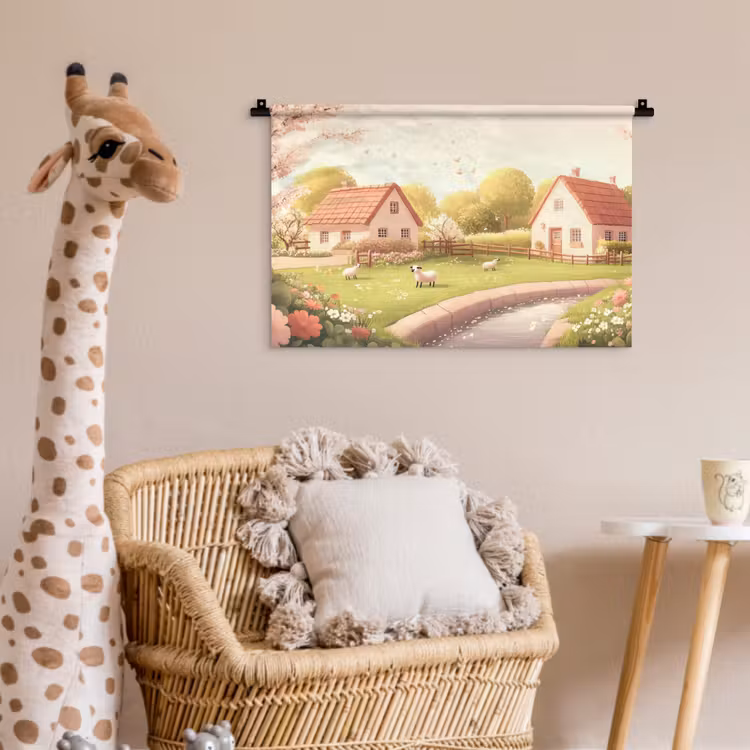 Wandkleed - Schapen - Huisje - Platteland — 5