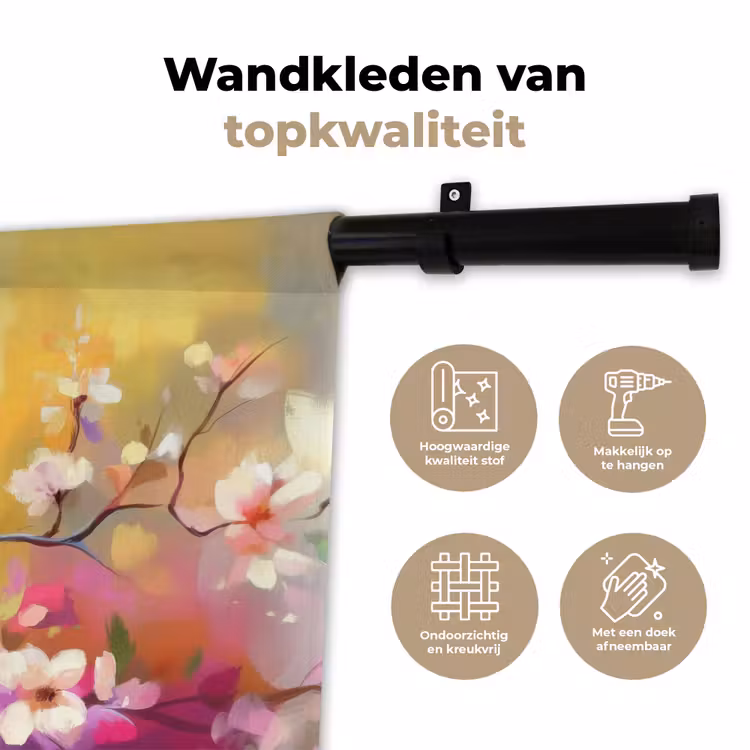 Wandkleed - Vogels - Bloemen - Roze — 3