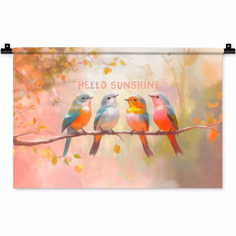 Wandkleed - Vogels - Tak - Quote - Roze — 1