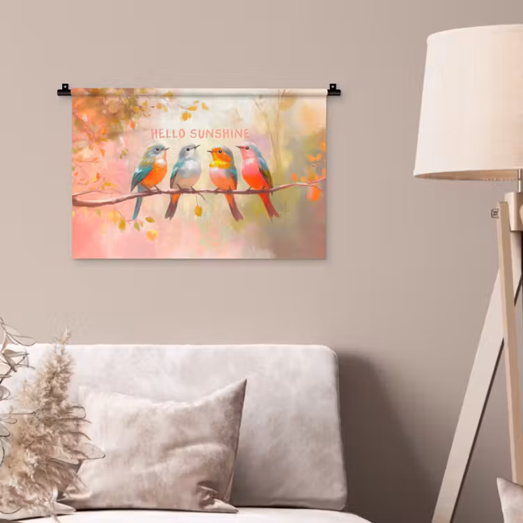 Wandkleed - Vogels - Tak - Quote - Roze — 2