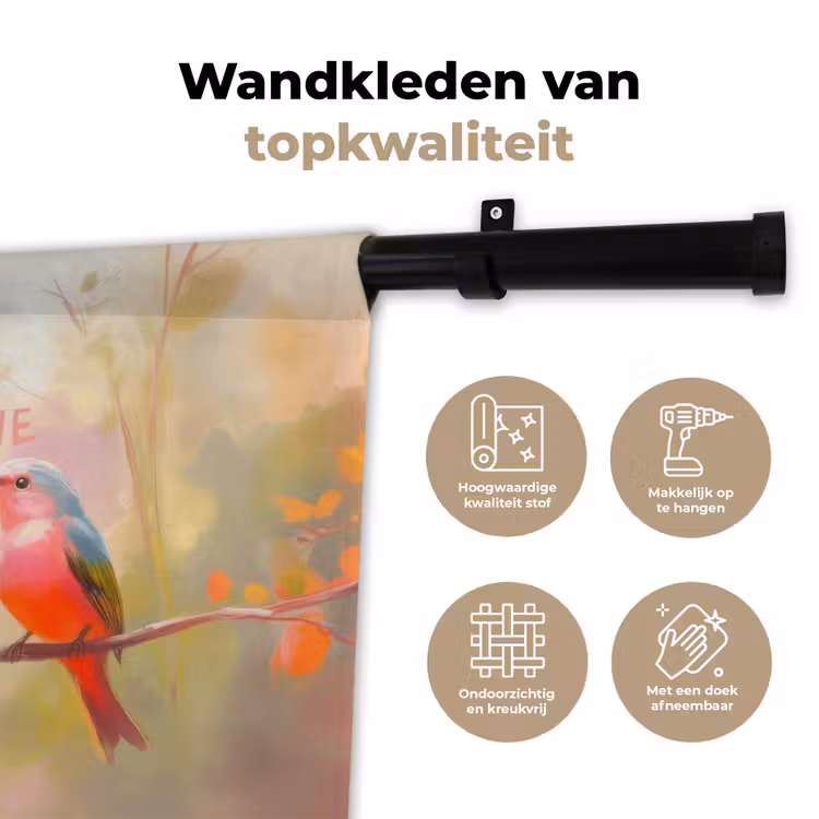 Wandkleed - Vogels - Tak - Quote - Roze — 3