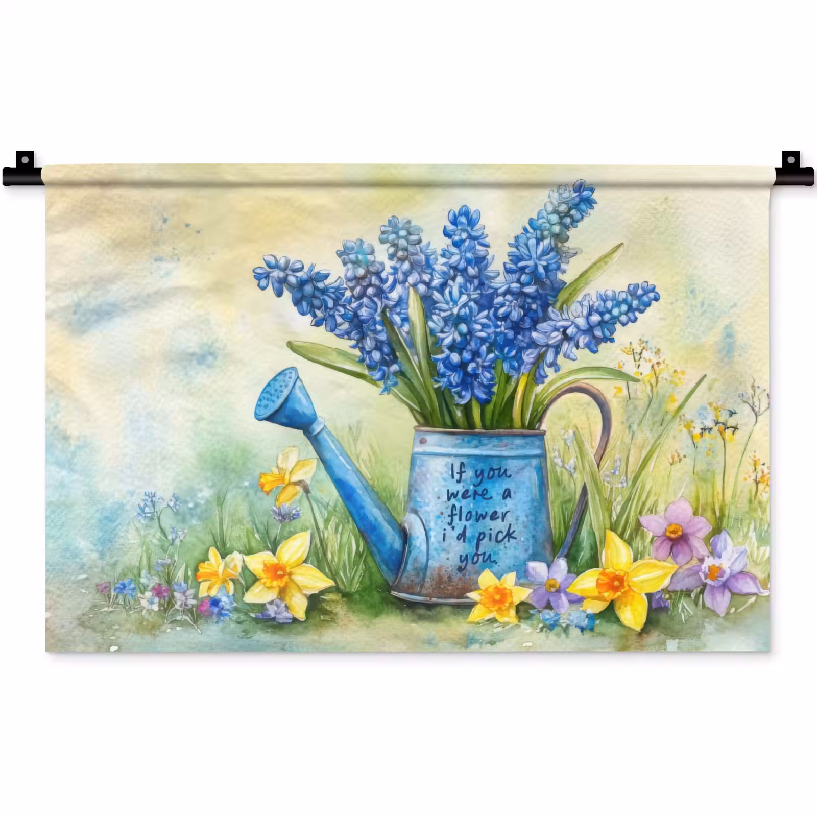 Wandkleed - Lavendelbloemen - Quote - Gieter — 1