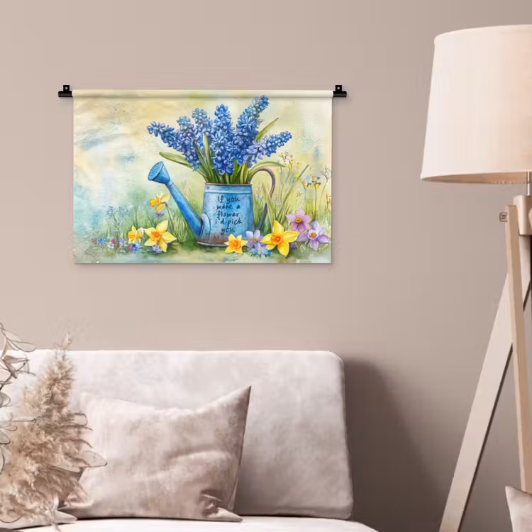 Wandkleed - Lavendelbloemen - Quote - Gieter — 2