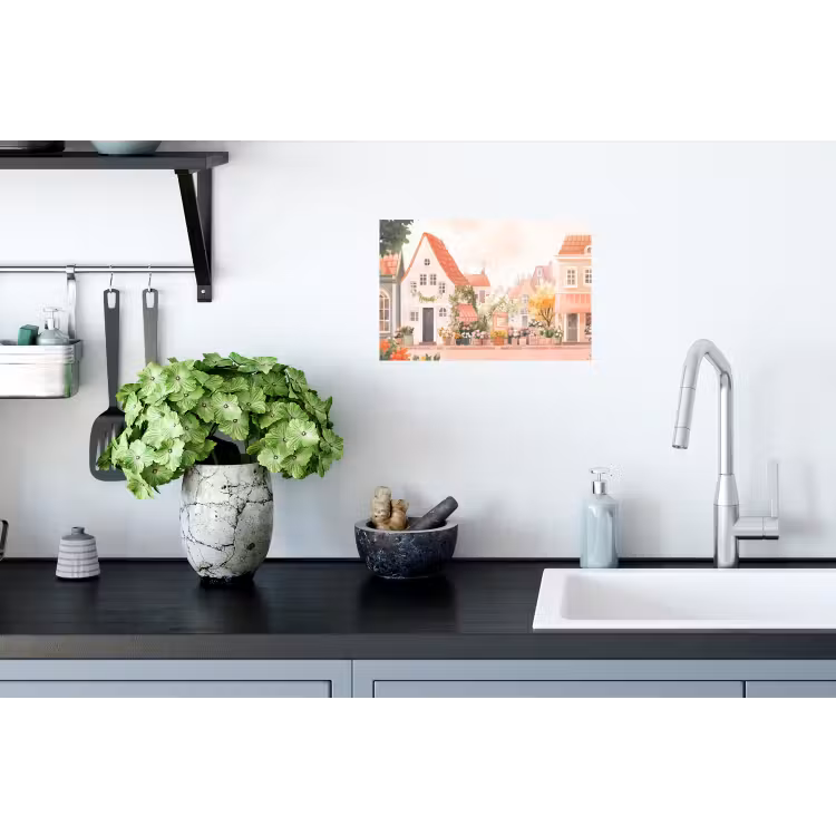 Muursticker - Bloemen - Huizen - Dorp — 2