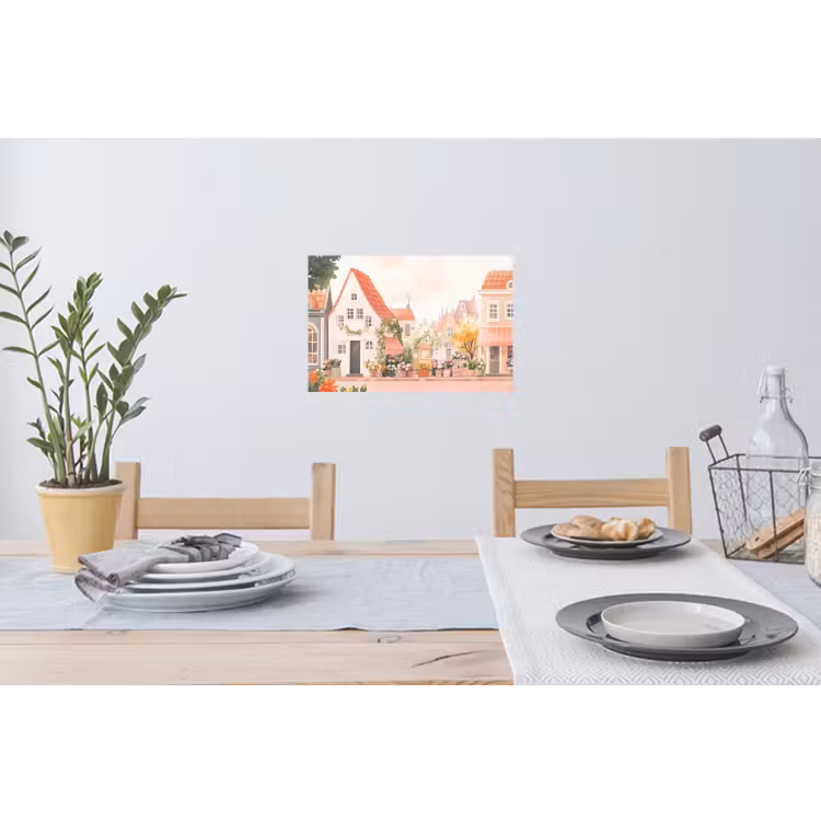 Muursticker - Bloemen - Huizen - Dorp — 3