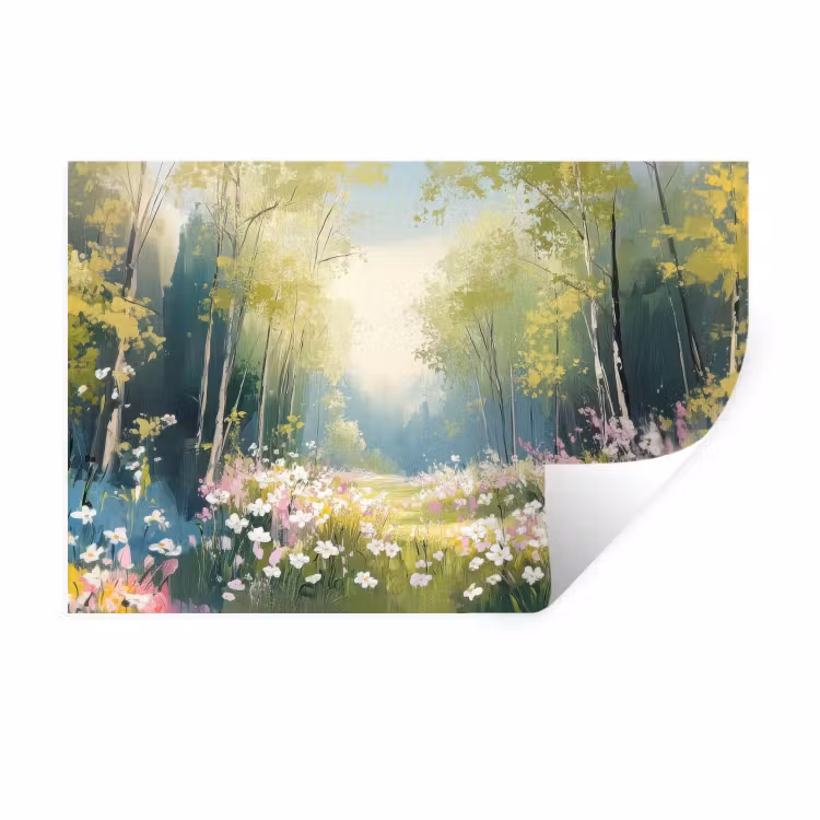 Muursticker - Bos - Schilderstijl - Kleurrijk — 1