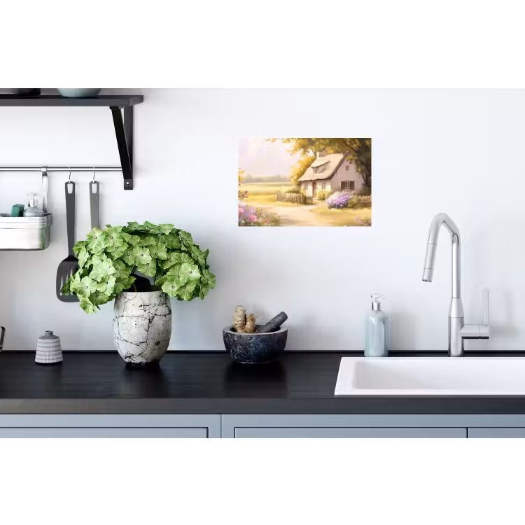 Muursticker - Huisje - Hout - Bloemen — 2