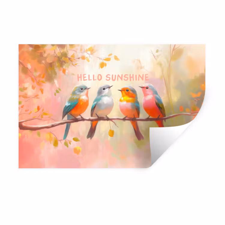 Muursticker - Vogels - Tak - Quote - Roze — 1
