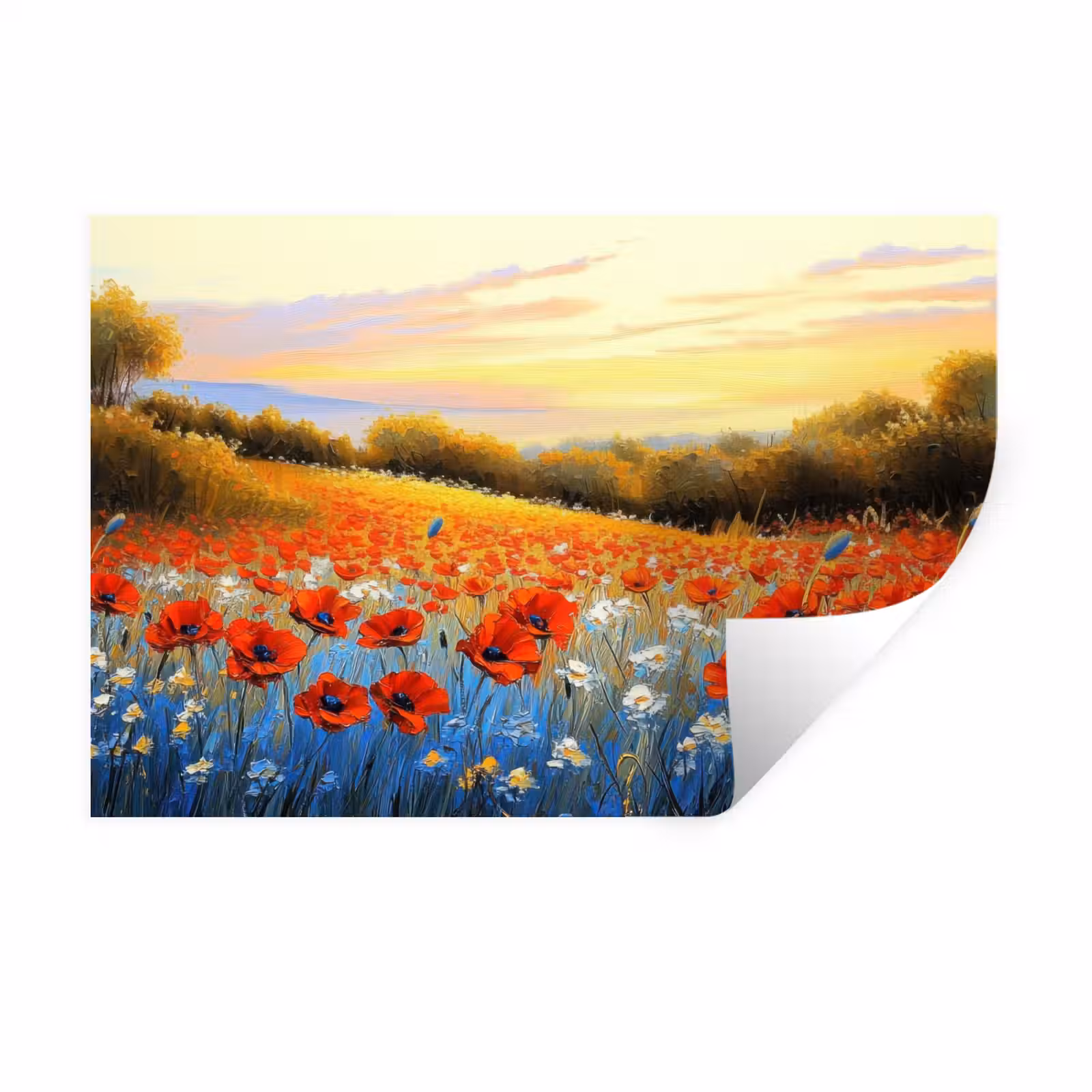 Muursticker - Klaproos - Bloemenveld - Kleurrijk — 1