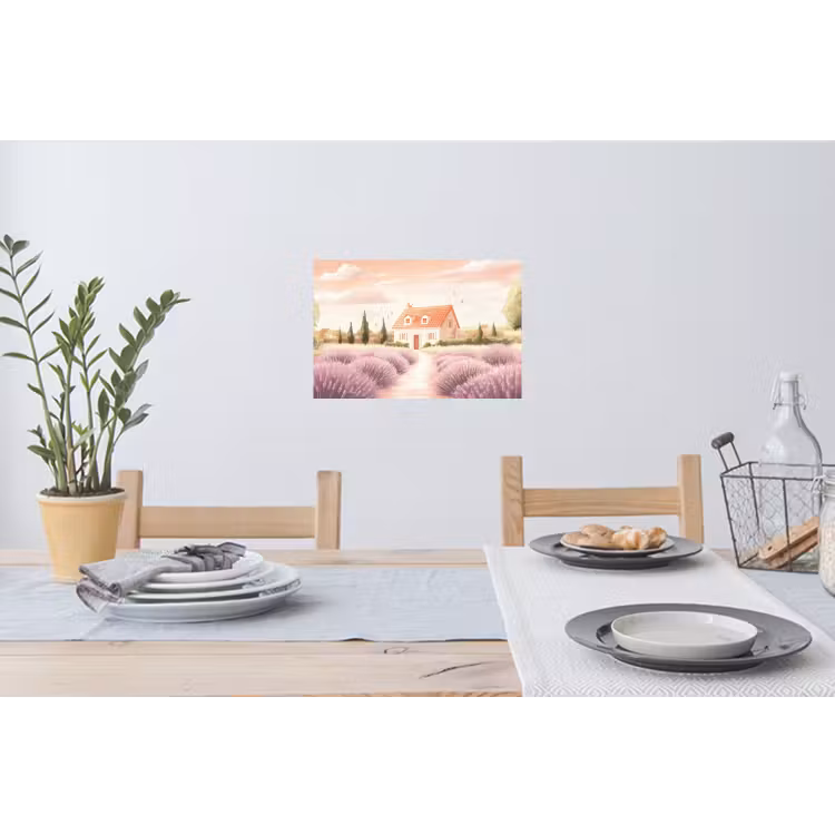 Muursticker - Lavendelveld - Huis - Paars — 3