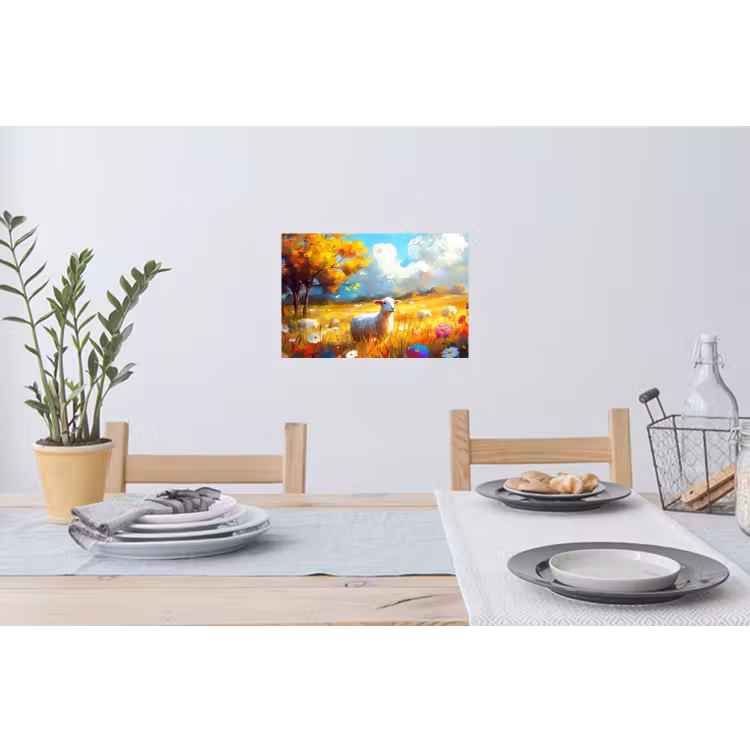Muursticker - Schaap - Weide - Bloemen — 3