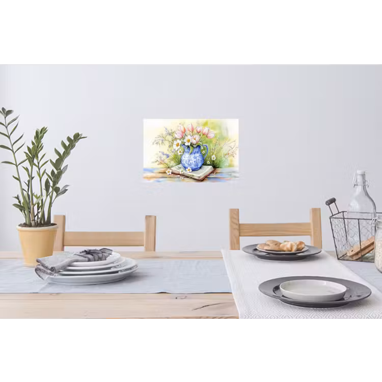 Muursticker - Vaas - Delftsblauw - Madeliefjes — 3