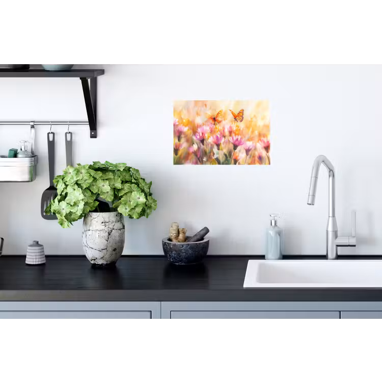 Muursticker - Vlinders - Oranje - Bloemen — 2