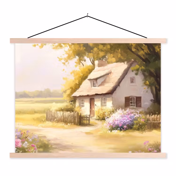 Schoolplaat - Huisje - Hout - Bloemen — 1