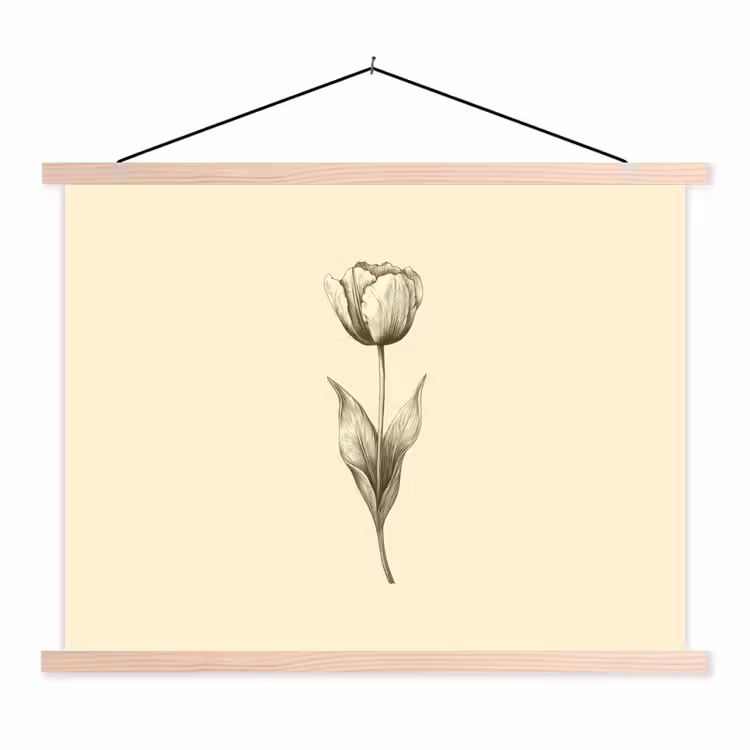 Schoolplaat - Illustratie - Tulp - Zwart — 1