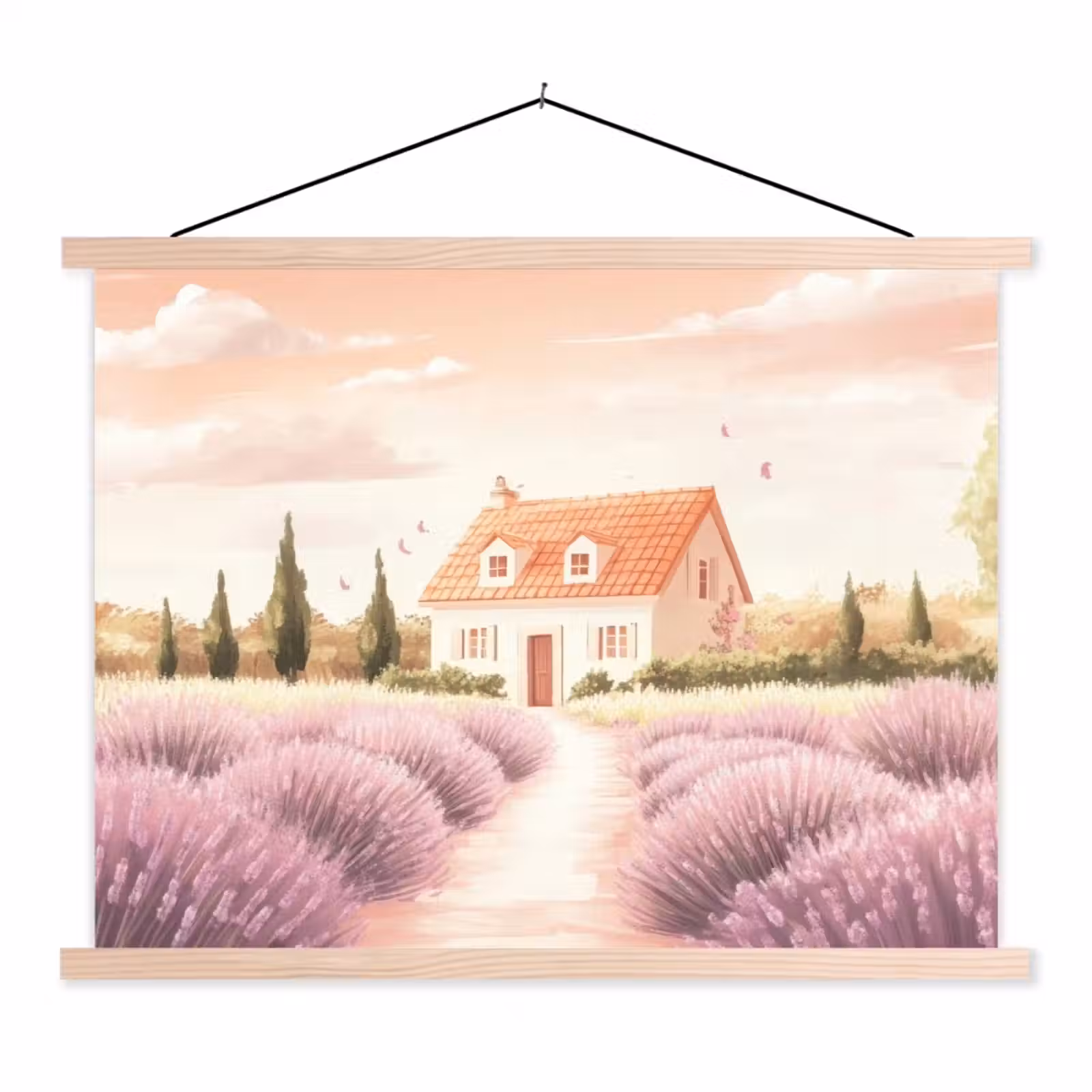 Schoolplaat - Lavendelveld - Huis - Paars — 1