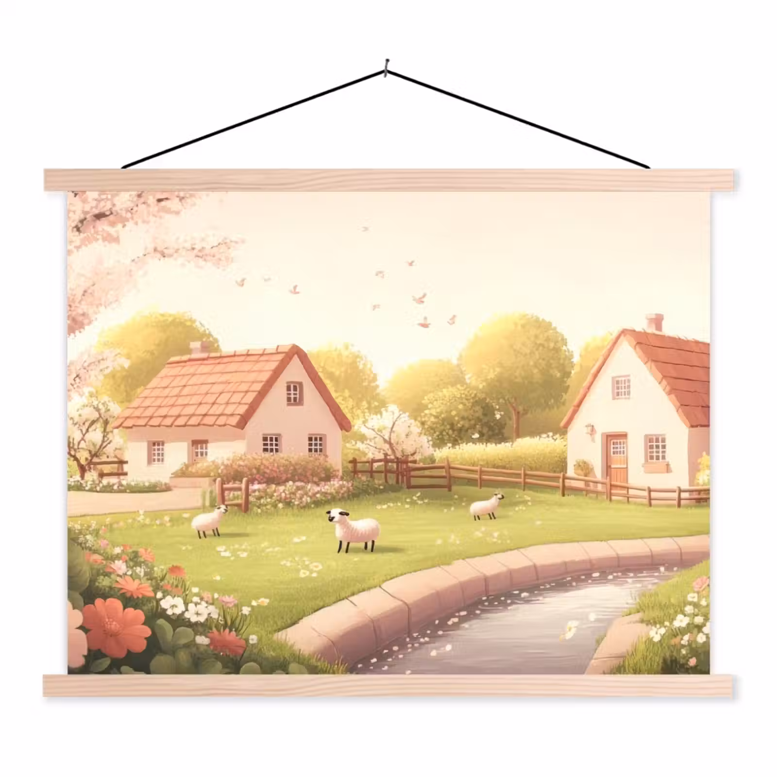 Schoolplaat - Schapen - Huisje - Platteland — 1