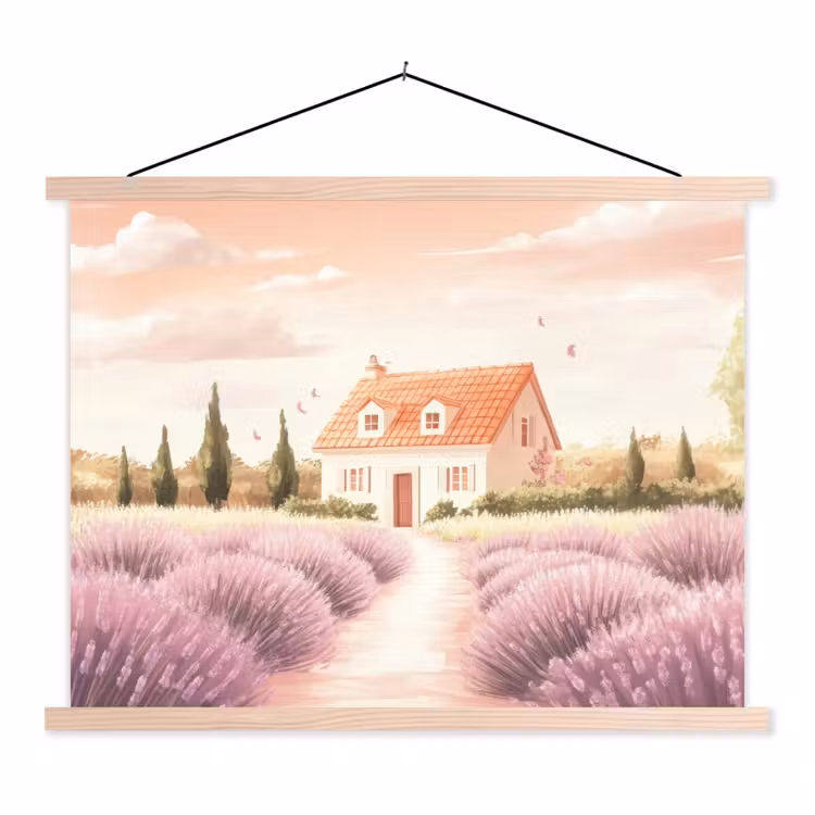 Schoolplaat - Lavendelveld - Huis - Paars — 1