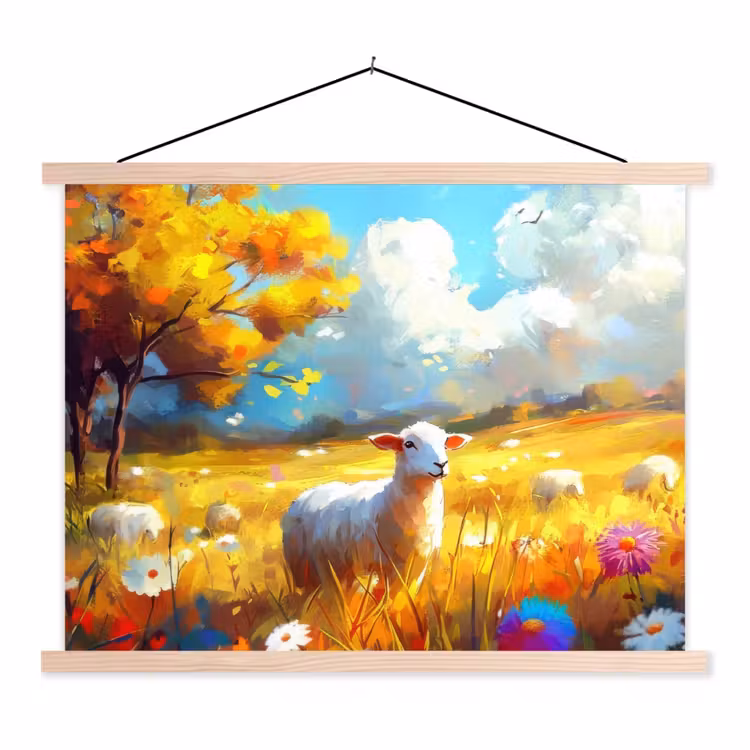 Schoolplaat - Schaap - Weide - Bloemen — 1