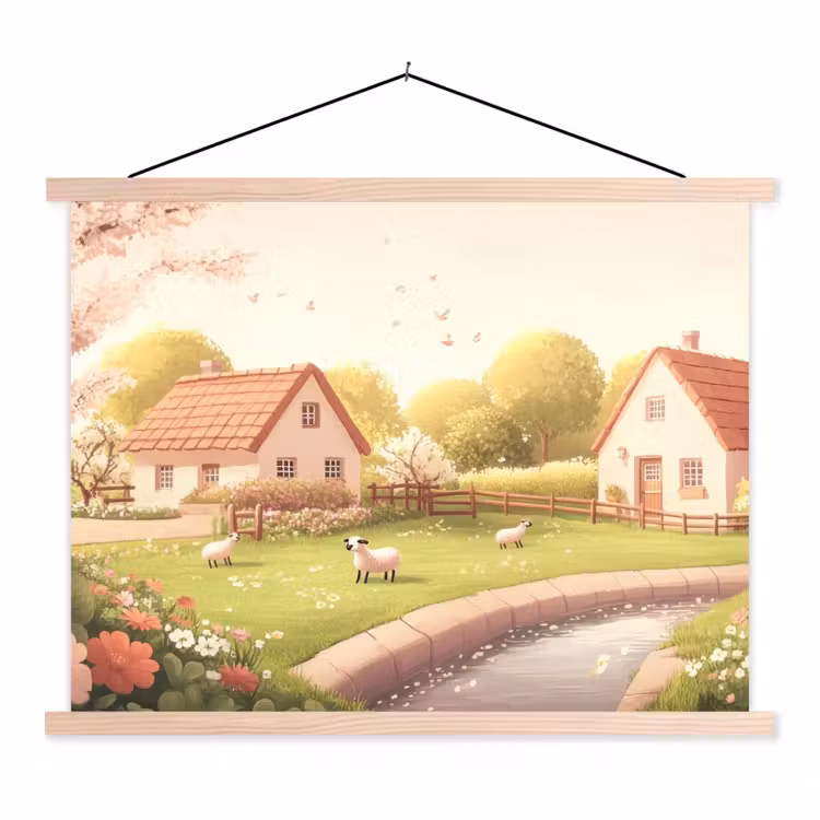 Schoolplaat - Schapen - Huisje - Platteland — 1