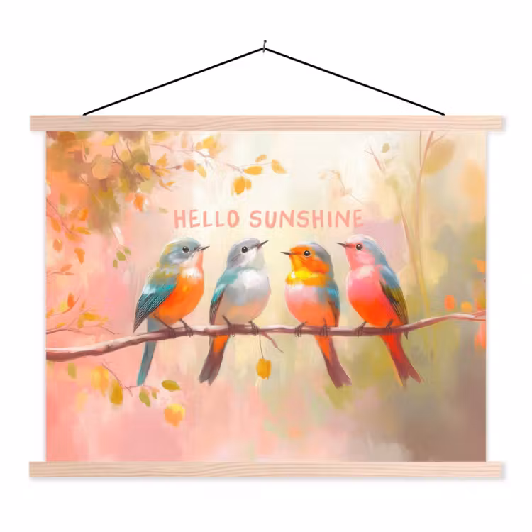 Schoolplaat - Vogels - Tak - Quote - Roze — 1