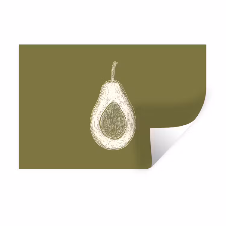 Muursticker - Avocado - Minimalistisch - Illustratie - Groen — 1