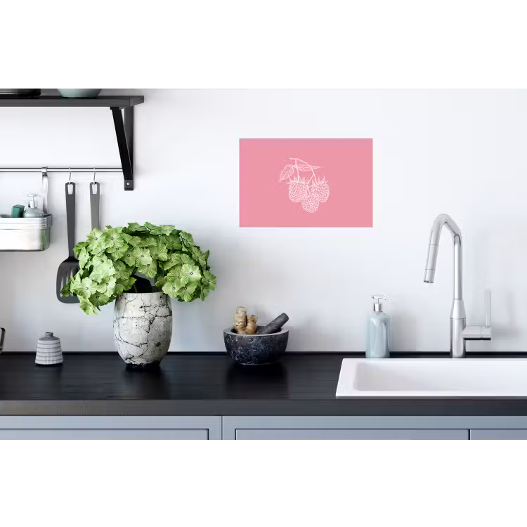 Muursticker - Frambozen - Steel - Getekend - Roze — 2