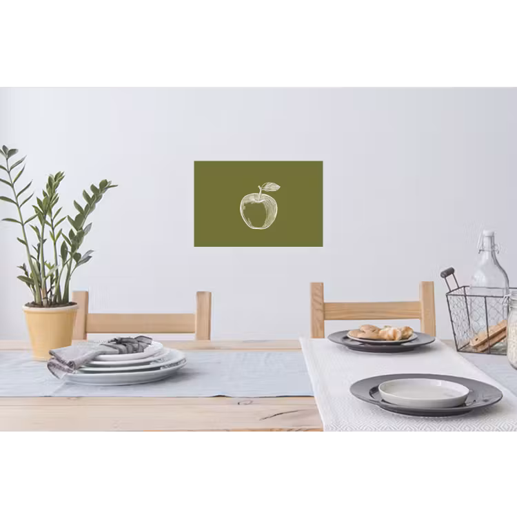 Muursticker - Lijntekening - Appel - Olijfgroen - Blaadje — 3
