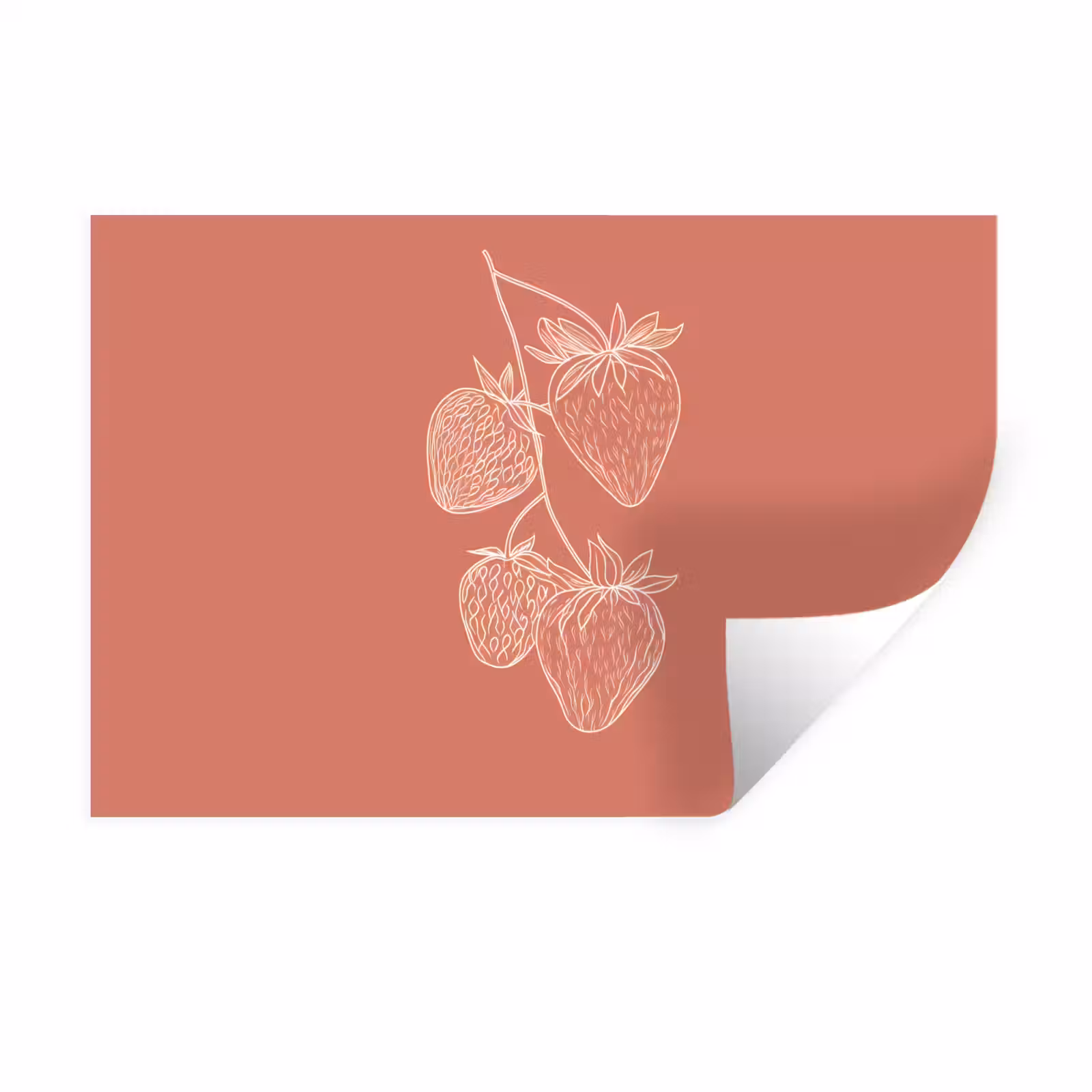 Muursticker - Minimalistisch - Illustratie - Aardbei - Tak — 1