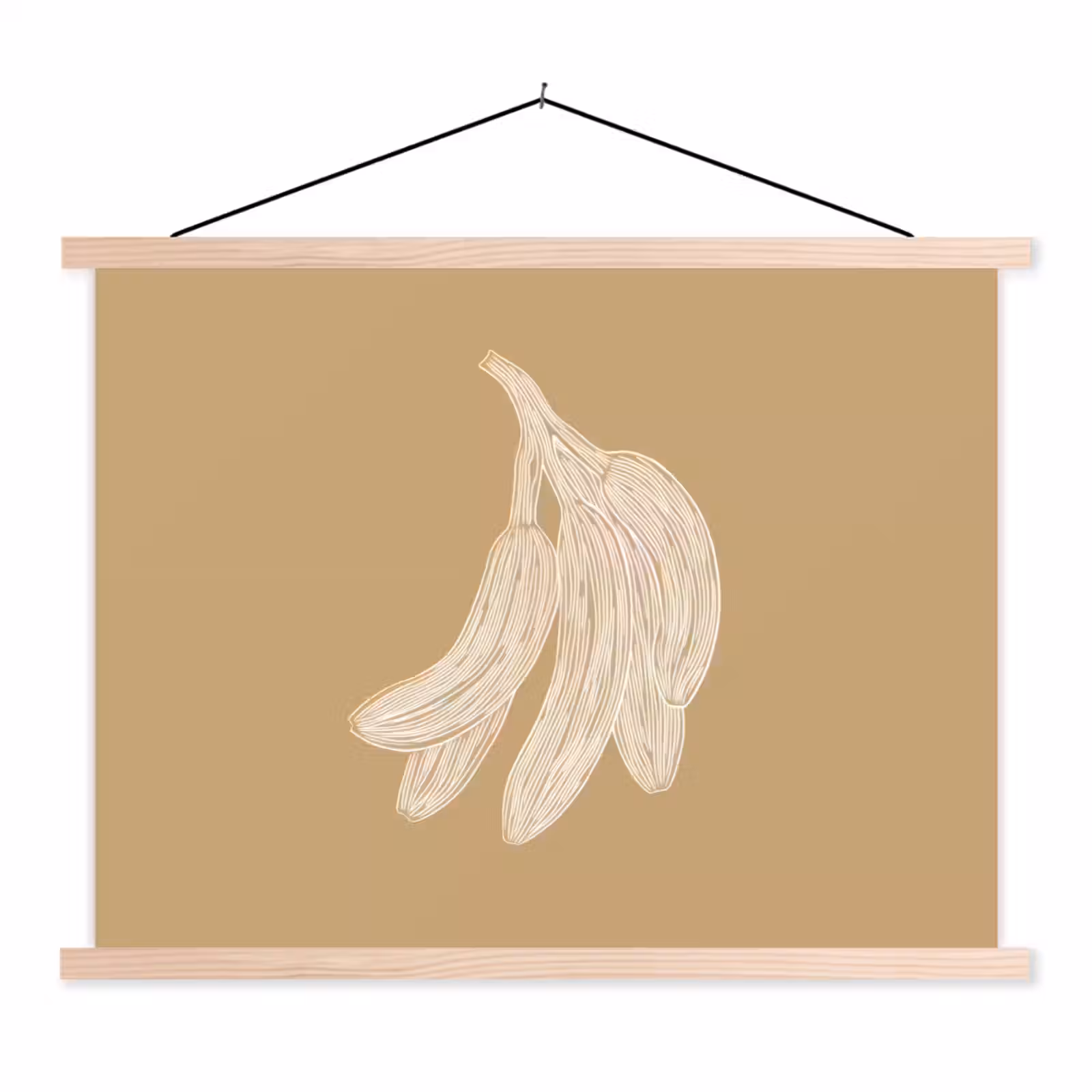 Schoolplaat - Bananen - Beige - Lijntekening - Minimalistisch — 1