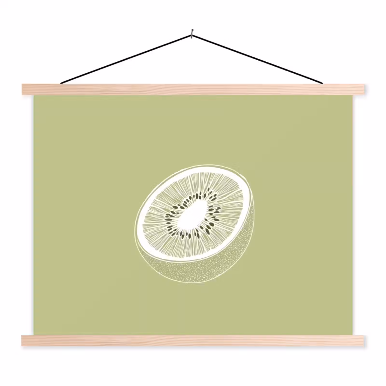 Schoolplaat - Kiwi - Lijntekening - Minimalistisch - Groen — 1