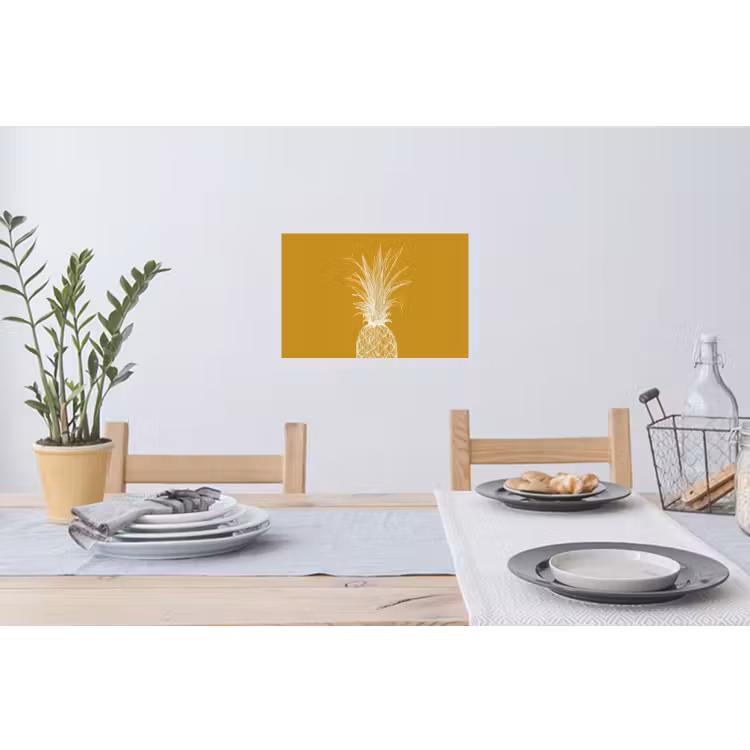 Muursticker - Lijnillustratie - Ananas - Bladkroon - Okergeel — 3