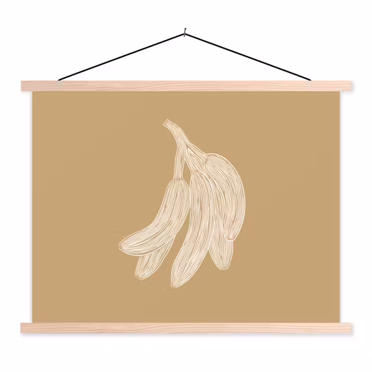 Schoolplaat - Bananen - Beige - Lijntekening - Minimalistisch — 1
