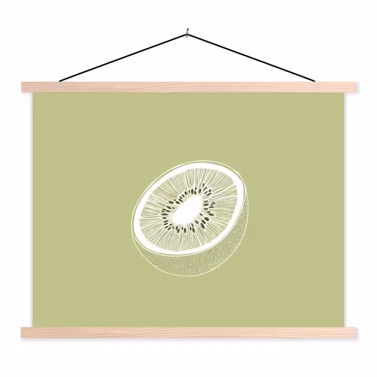 Schoolplaat - Kiwi - Lijntekening - Minimalistisch - Groen — 1