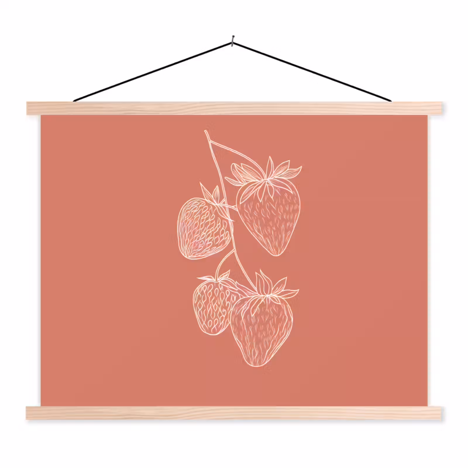 Schoolplaat - Minimalistisch - Illustratie - Aardbei - Tak — 1